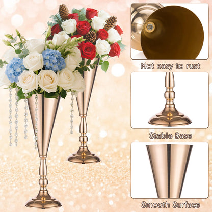 2-10 Pcs Golden Vase Flower Wedding Centerpieces