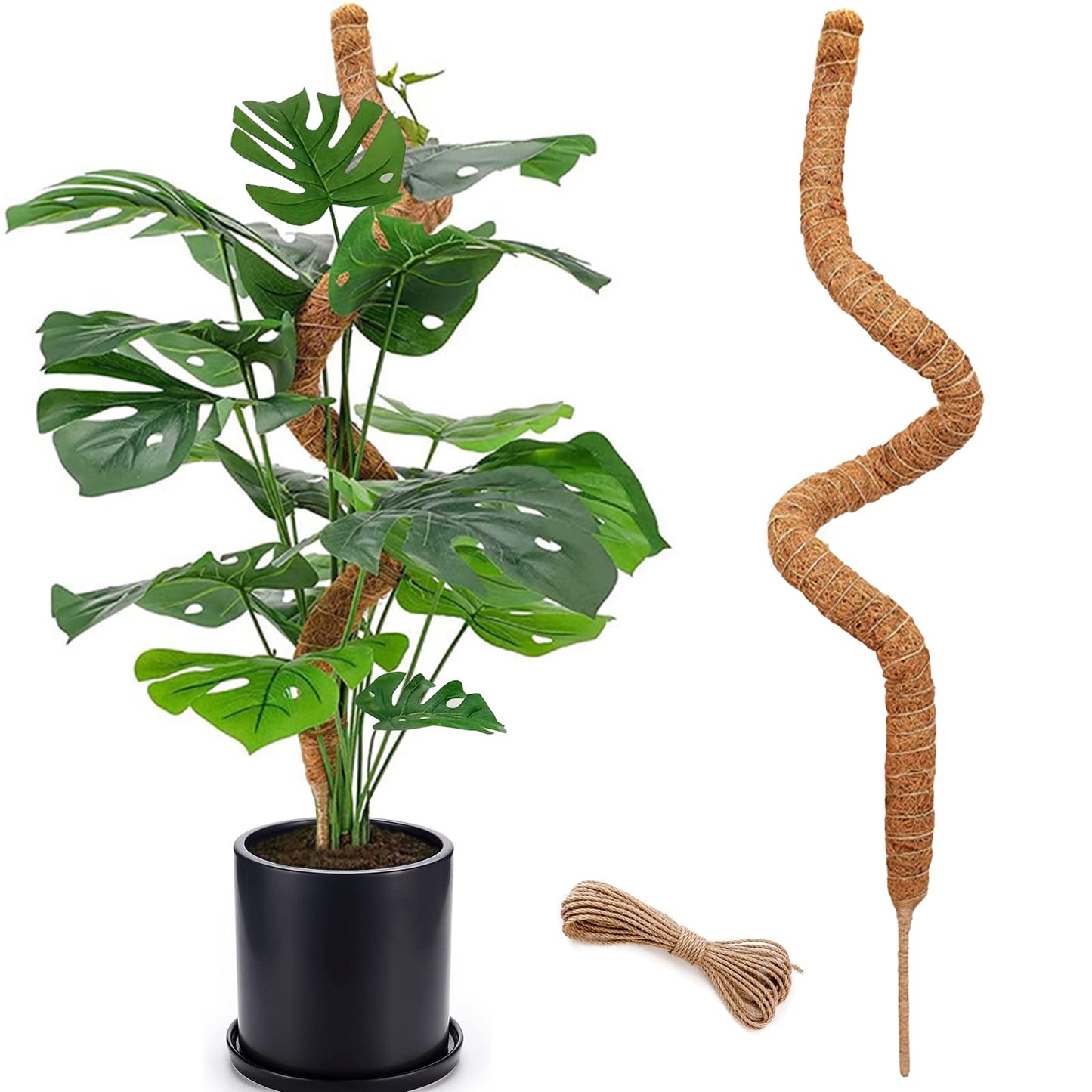 2 Pack Moss Pole, 28 Inch Bendable Moss Pole for Plants Monstera, Moss Poles for Climbing Plants Indoor, Coir Plant Pole Sticks Support Stakes for Potted Plant, Pothos, Philodendron