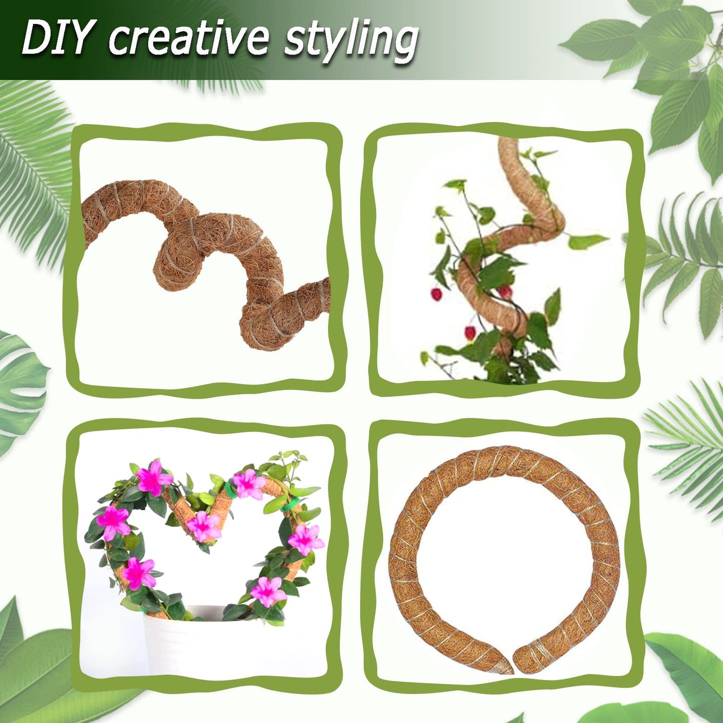 2 Pack Moss Pole, 28 Inch Bendable Moss Pole for Plants Monstera, Moss Poles for Climbing Plants Indoor, Coir Plant Pole Sticks Support Stakes for Potted Plant, Pothos, Philodendron