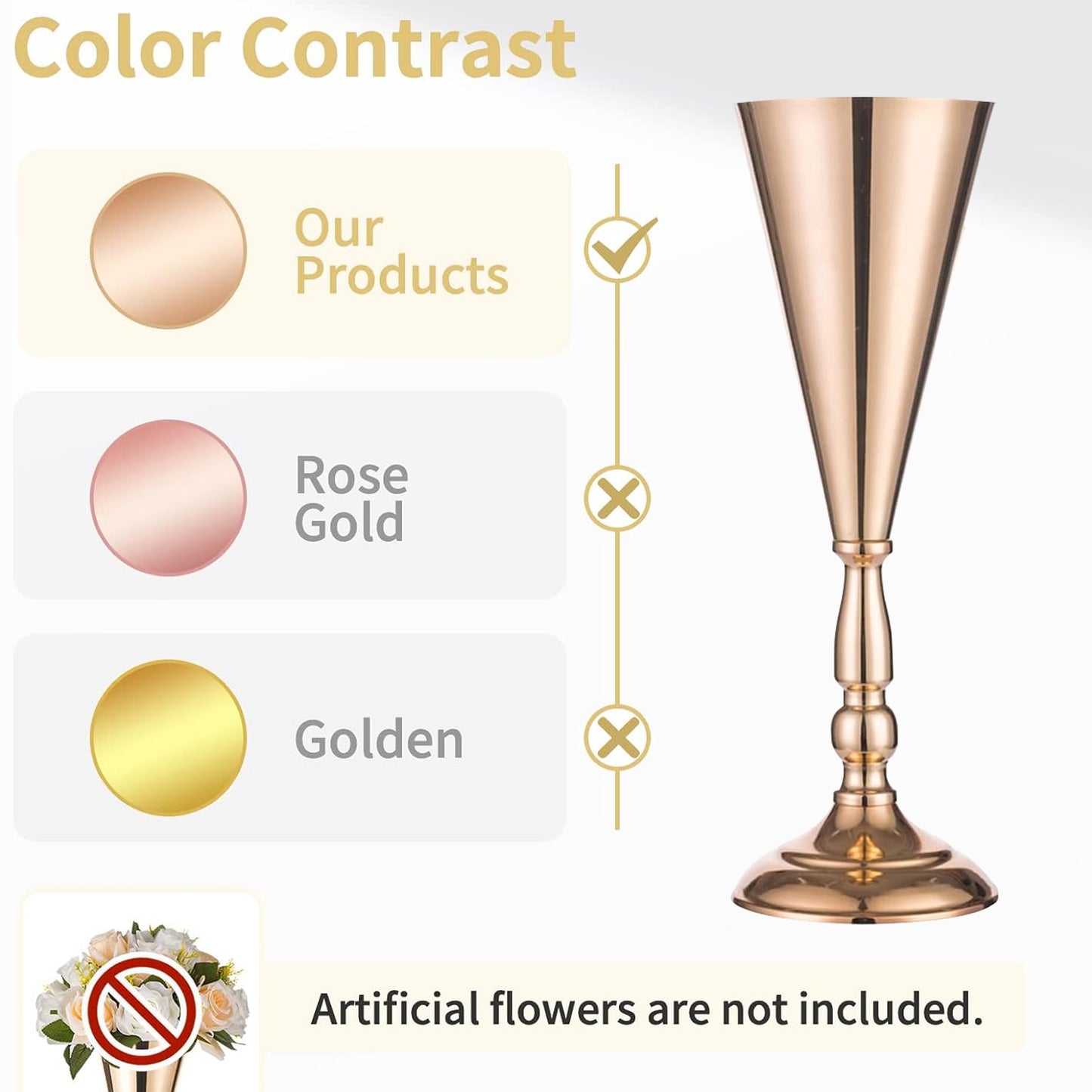 2-10 Pcs Golden Vase Flower Wedding Centerpieces